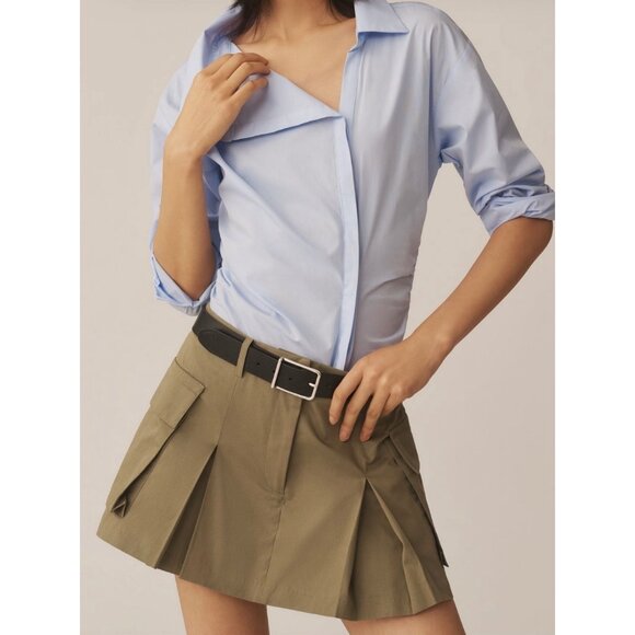 Pilcro Anthropologie Womens Pleated Cargo Skort Size 26 Green - Picture 2 of 4